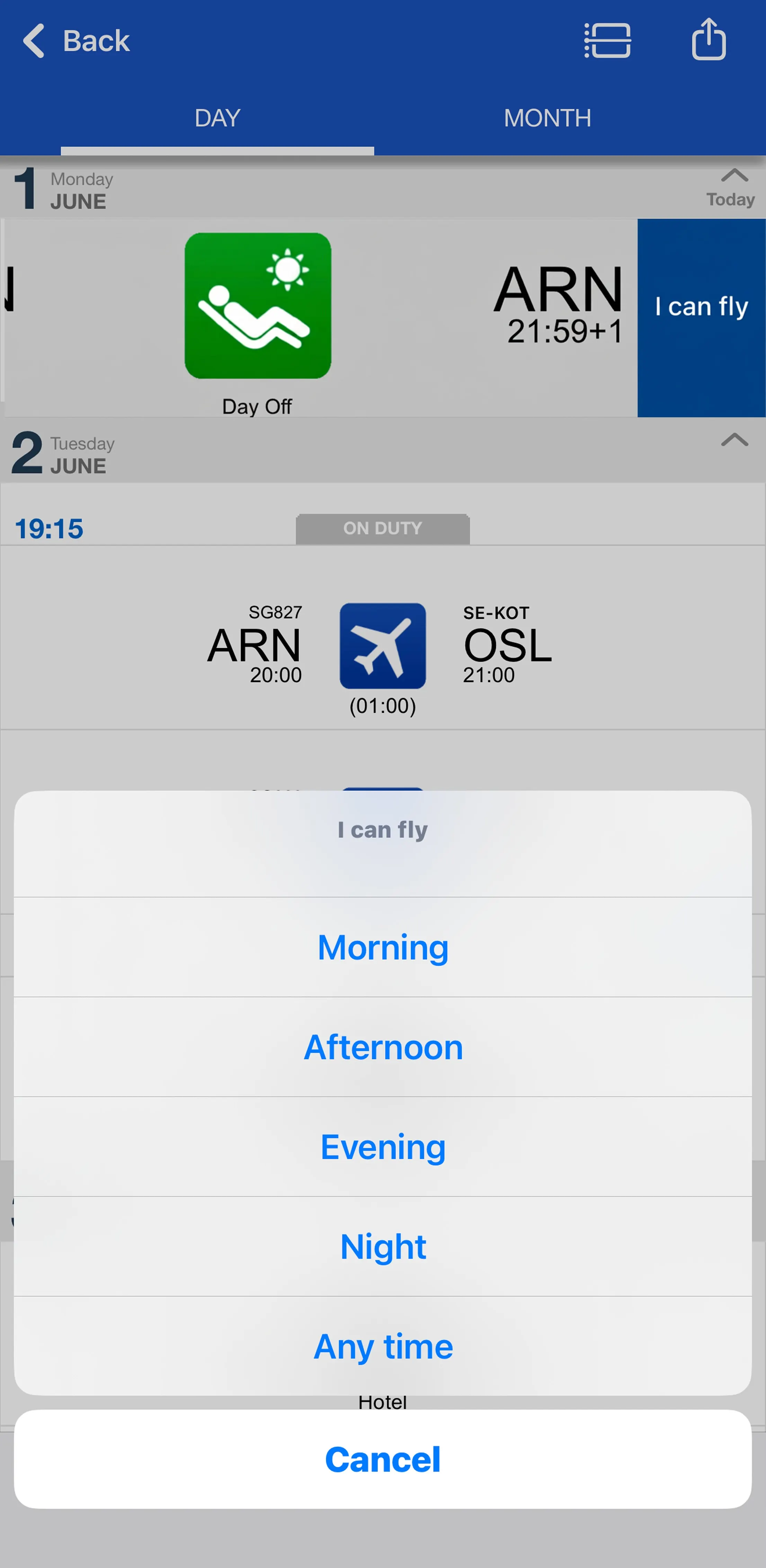 CrewApp-Mobile I Can Fly view